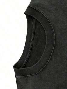 2026 Summer Tops1pc Retro Water Washed T Shirts, Artistic Graphic Featuring A Blooming Rose Intertwined With Bold Anti Social Club Text Symbolizing Contrast Between Beauty And Isolation Vintage 100% 230g Pure Cotton Casual Tee For Men,Street Y2K, Summer Tops, New Year Gifts,UnisexLoose And Comfortableshirt - màu đen - Xem 3