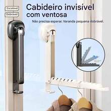 Rack Secagem Cabideiro de Roupas Dobrável com Ventosa Sem Furo Resistente - Dobrável - Visão 9