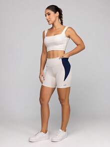 LOT FITNESS Women's Fitness Set: Gym Top With High Support And Shorts With Pockets - Frame - Sand - View 11