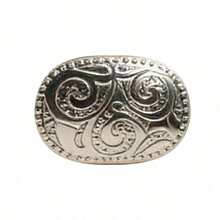 1个西部风格皮带扣，男女通用可互换牛仔裤皮带扣，时尚百搭的古铜色/金色/银色对称几何设计，适用于外套、夹克、腰带，四季皆宜。 - 銀色外貿橢圓圓餅 - 查看 3