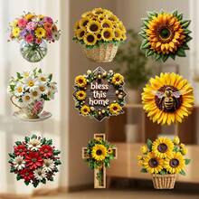 Colección de imanes con diseños florales "Bendice este hogar": 9 diseños soleados desde cestas rústicas hasta tazas de té elegantes, un regalo reconfortante y un set de decoración - Multicolor A - Ver 3