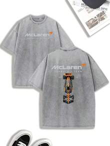2026 Summer ClothesMen's Casual Racing F1 Team T-Shirt |   Unique Racing Print Design |   Comfortable And Soft Pure Cotton Fabric |   Washable |   Suitable For Everyday Wear, Door Activities, Sports, Holidays And PartiesLoose And Comfortablesummer Tops - Xám - Xem 1