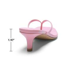 Women Comfortable Kitten Heel Thong Heeled Sandals Fashion Square Open Toe Slip On Casual Slides For Spring Summer Daily Wearing - Hồng - Xem 6