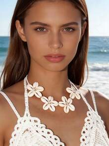 imoli 1 chiếc vòng cổ hoa ngọc trai dệt phong cách Boho mùa xuân/hè dành cho nữ, thích hợp đi biển, dự tiệc, làm quà tặng (Hàng loạt thay đổi, kích thước có thể khác nhau) - Nhiều màu - Xem 4