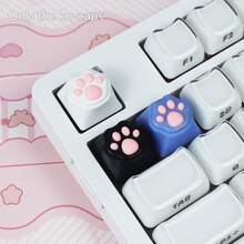 4个可爱猫爪粉色爱心键帽 - 3D柔软硅胶材质，日系少女风，逼真纹理，适用于MX机械键盘，精美礼盒包装 - 彩色 - 查看 6