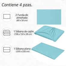 AMOROSA Juego de Sábanas Premium de 3/4Piezas(Sábana Ajustable+Sábana Plana+Fundas de Almohada)Juego de Sabanas Matrimonial,Suave y Transpirable,Duradero para Todo el Año Ideal para Dormitorio Departamento Hospedajes Decoración de Hogar - verde menta - Ver 8
