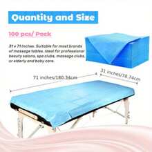 100PCS Massage Table Sheets, Disposable Bed Sheets For Massage Table, Spa Bed Covers For Esthetician, Tattoo, Waxing, Lash Bed, Salon Table, Non-Woven Fabric 71" X 31" (Blue) - Blue - View 6