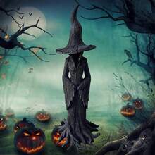 Gothic Halloween Witch Statue (11.8Inch), Hand-Painted Enchanting Cracker Barrel Statue, Gothic Resin Figurine Retro Magician Decor Dark Fantasy Ornament Guardian Of Your Home,Resin Sculpture For Home Decor Decoration - 1 - 查看 6