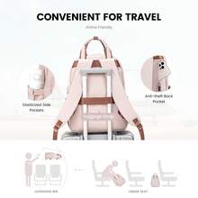 LOVEVOOK Laptop Backpack For Women, 17 Inch Travel Laptop Bag, Waterproof Computer Backpack Purse For Work Teacher Nurse, Durable Casual Daypack - Bột củ sen - Xem 4