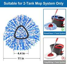 4 Pack Mop Replace Heads For 2 Tank System, Spin Mop Replacement Head, Fluffy Microfiber Mop Refill Replace Head, Machine Washable, All Hard-Surfaced Floors Cleaning - White - 查看 2