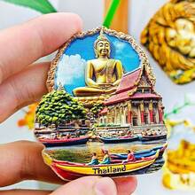 1/2pcs Resin Thailand Bangkok Pattaya Phuket Elephant, Grand Palace, Jade Buddha Temple Fridge Magnet, Tuk Tuk Car Landmark Souvenir, Meaningful Creative Gift Collection, Southeast Asia Thailand Trip Chiang Mai Hua Hin - Multicolor - View 25
