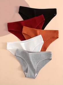 5-Pack Of Women's Ribbed, Breathable, And Comfortable Underwear For Home And Sports. - 1pcs - 查看 2