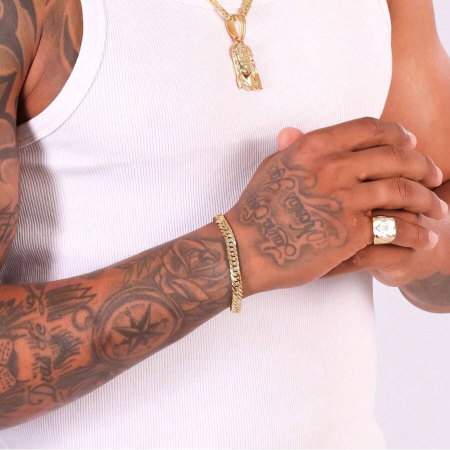 Pulseira Duplo Grumet 6mm - Banho Ouro 24K - Dourado - Visão 1