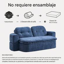 Sofá Cama en Caja para Dormitorio, Sofá Cama para Sala de Estar, Sofá Cama con Asientos Profundos, Reposabrazos Anchos, Sofá Cama sin Estructura, Oficina, Apartamento, Sin Ensamblar, Azul - Azul - Ver 7