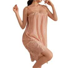 Ladies' Sleeping Skirt Lace Underwear Strap Sleeping Pants Loose Home Sleeping Skirt Fashion Solid Color Soothing Nightwear - 粉色 - 查看 2