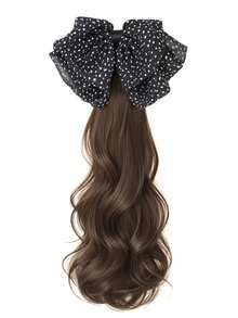 Polka Dot Bow Low Ponytail Wig Braid, Braided Hair Extension Hair Clip, Big Wavy Ponytail - Multicolor - View 4
