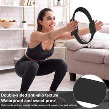 Upgrade Pilates Ring Fitness Circle,Lightweight & Durable Foam Padded Handles, Flexible Resistance Exercise Equipment For Toning Arms, Thighs Legs & Core - 黑色 - 查看 5
