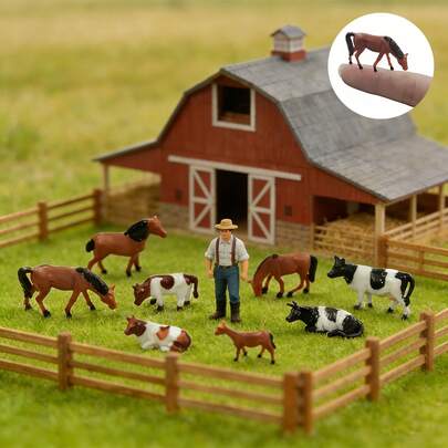 4 piezas/8 piezas Figuras en miniatura de vaca y caballo, modelos de animales en miniatura, adecuados para casa de muñecas, granja, césped, escenas al aire decoración de escritorio del hogar, coleccionables y regalo creativo de vacaciones para amigos (estilo aleatorio)