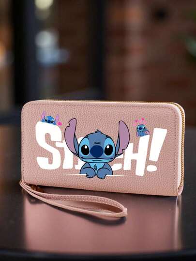 1 szt. Fioletowy portfel na nadgarstek Stitch, z paskiem na nadgarstek, wieloma przegródkami i kieszeniami na zamek błyskawiczny, przegródkami na karty kredytowe, prezent urodzinowy i niezbędny element codziennej podróży, akcesorium podróżne, uroczy dodatek, pojemne przegródki, portfel na nadgarstek, portfel damski, wytrzymały, portfel na nadgarstek, do noszenia na co dzień