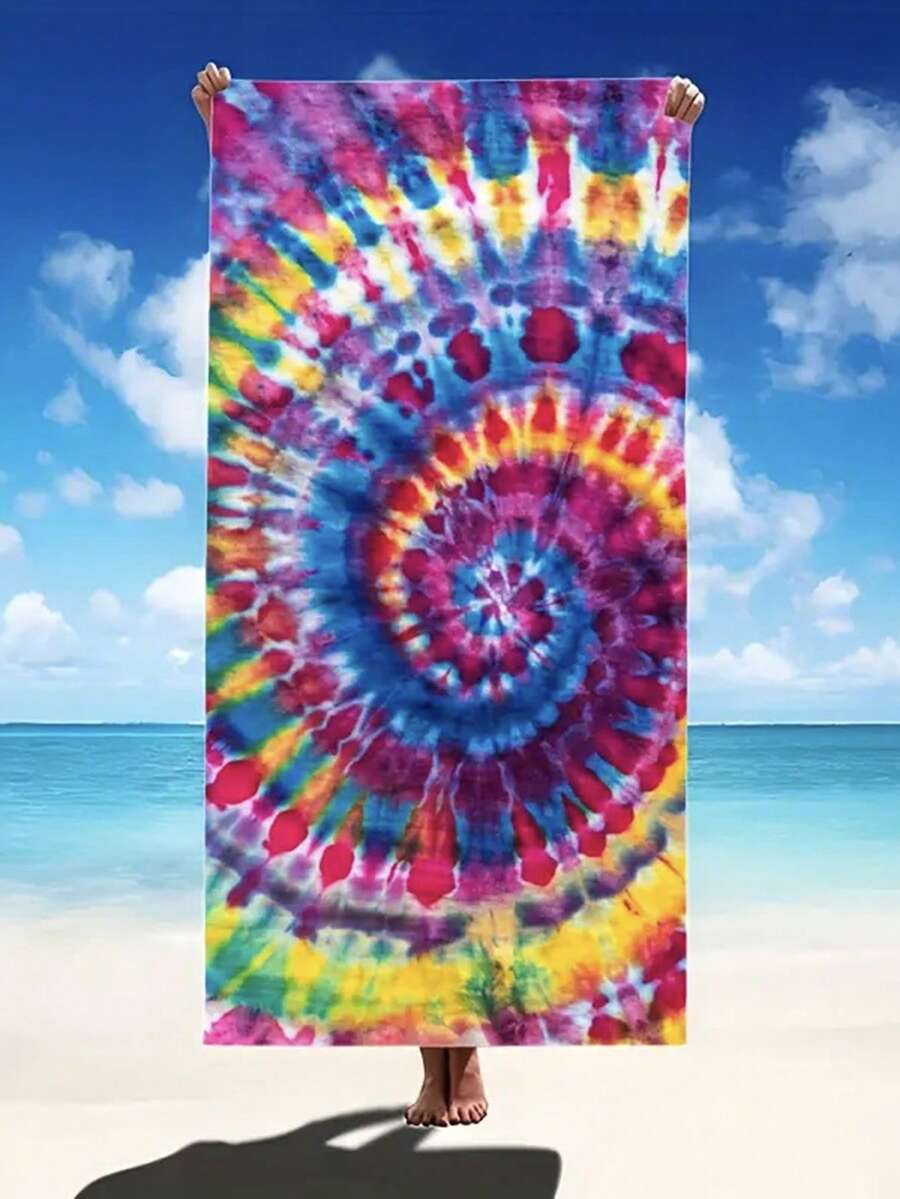 热带水彩速干沙滩巾,让您随时随地感受度假风情!采用超细纤维制成,吸水迅速,快干且防沙。是海滩嬉戏、泳池日光浴、露营和音乐节等户外活动的完美伴侣。 - 渲染 - 查看 1