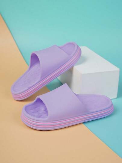 1 Pair Boys' Casual Comfortable Minimalist Flat Indoor Bathroom Slippers, Suitable For Summer