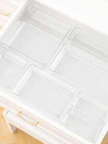 1/11/18/25 Stück Kunststoff Schubladenorganizer Set, 4 Größen, Schminktisch Organizer Box, Schminktisch und Schreibtisch Schubladenorganizer Tablett, Schlafzimmer, Badezimmer, Küchenutensilien und Büroorganizer und Aufbewahrung (transparent), multifunktionales Organizer Set, Raumdekoration - Transparent - Übersicht 8