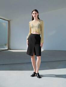 CHICVUE 2025春夏新款酒杯跟方头拖鞋，复古通勤露跟高跟鞋，圣诞礼物 - 黑色 - 查看 2