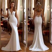 Elegant Sexy V Neck Backless Lace Appliqué Mermaid Stain Formal Wedding Dress,Registry Office Dresses Bridal Gown,Evening Party Dress Birthday Party Dress Country Wedding,Romantic Church Ceremony Wedding Dress,Suitable For Wedding,Dating,Party,Singles' Party,Vacation,Formal Occasions,Dinner Dress,Prom Dress,Homecoming Dess,Cocktail Party,Wedding Guest Dress,Graduation - 白色 - 查看 1