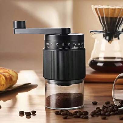 1 pieza Molinillo de café manual, molinillo de granos de café portátil con manivela, máquina de moler café a mano con núcleo de cerámica ajustable, 35 niveles de molienda ajustables, diseño compacto y portátil con mango ergonómico, construcción para espresso, prensa francesa, café de goteo