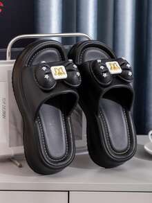 ASOFTER Sandal Wanita Elegan Modis Terbaru Musim Panas, Sandal Sol Tebal dengan Hiasan Gesper Telinga Kelinci, Cocok untuk Musim Mekar Bunga Sakura, Musim Wisuda, Hari Valentine - Hitam - View 4