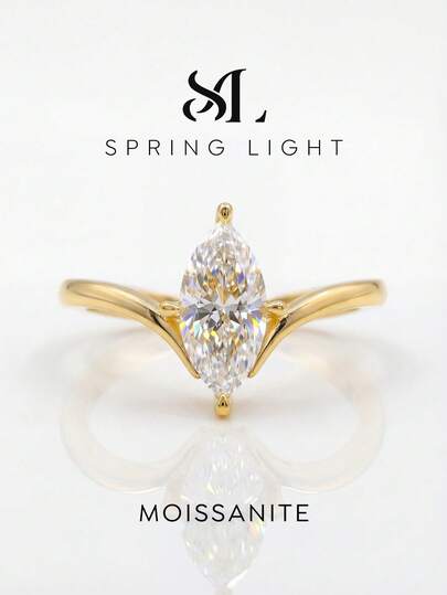 1 Carat Elegant Unique Free Arc Moissanite Eye-Shaped 925 Sterling Silver Luxury Engagement Ring, Wedding Ring, Anniversary Ring, Women's Jewelry Gift, Christmas Gift