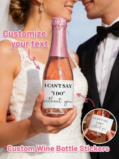 10pcs Personalized Custom Bridesmaid Proposal Wine Label Stickers, Can'T Say I Do Without You Custom Text Wine Bottle Labels, Will You Be My Bridesmaid Proposal Gifts, Mini Champagne/Red Wine Stickers, Bridesmaid Candle Stickers, Wedding Bridesmaid Invitation Decorations, Suitable For Wedding, Engagement, And Party Scenes