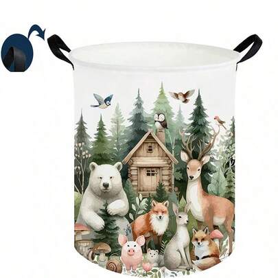 سلة غسيل بتصميم حيوانات الغابة، سلة ملابس متسخة للأولاد والبنات، صندوق تخزين الألعاب، منظم غرفة النوم، سلة هدايا