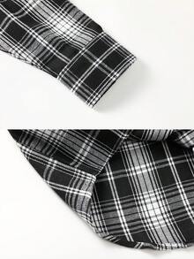 Men's Spring And Autumn Thin Checkered Long Sleeve Shirt Simple And Versatile Casual American Pocket Shirt - Black - View 4