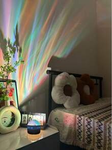 1pc 7-Color Northern Lights Projection Lamp With Remote Control, USB Powered Northern Lights Mood Light, 7 RGB Colors, Suitable For Bedroom, Gaming Room, Living Room - Ideal Christmas Gift, Living Room Decor | Magical Atmosphere Lamp | Decorative Lamp, Starry Night Light - Multicolor - View 6