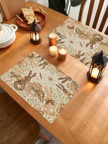 1条复活节兔子图案桌旗，复活节彩蛋图案家居装饰桌旗，复活节家居装饰，1条桌旗，4个餐垫，1个枕套，3种产品可选，家居装饰室内/室外派对用品，房间装饰。适用于复活节家居厨房装饰和活动派对装饰。 - 彩色 - 查看 6