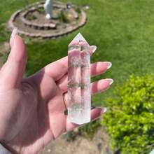 Ujung Kristal Kuarsa Transparan Alami - Obelisk Kuarsa Putih Alami Besar, Prisma Heksagonal Berukir atau Menara dengan Permukaan Halus, - Clear - View 15