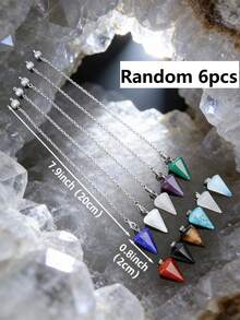 1/3/6/10 piezas Cuarzo natural para sanación espiritual, para radiestesia de agua, adivinación espiritual, collar de joyería con colgante de cristal de cuarzo en forma de cono - Multicolor - Ver 21