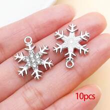 10个冬季雪花吊坠 情人节吊坠 水钻雪花吊坠 DIY手链项链耳环工艺首饰制作 - 彩色 - 查看 7