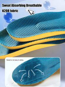 1 Pair Soft Cushioned Arch Support Full-Length Shock Absorbing Sports Insoles, Lightweight, Breathable, U-Cup Heel Protection Shoe Inserts For Men And Women - Multicolor - View 3