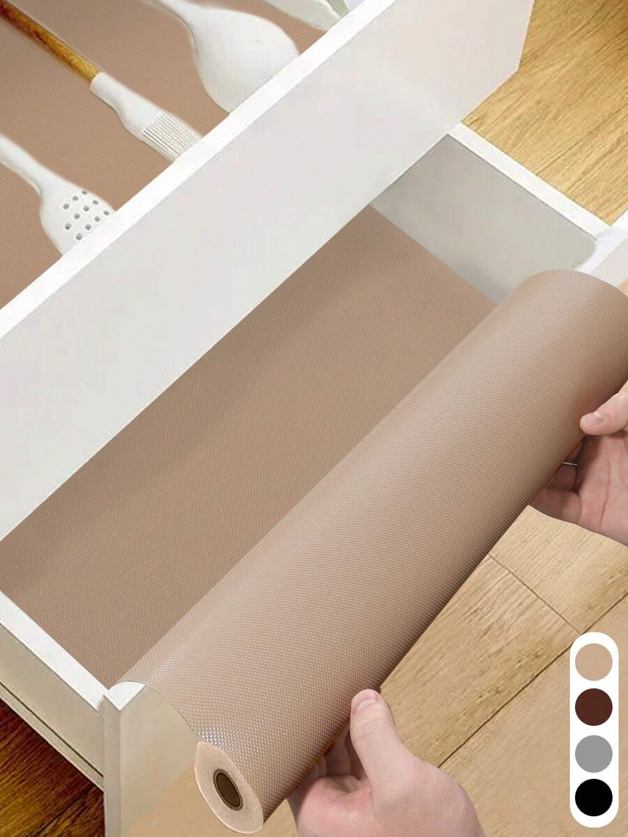 1 Roll 30x150cm High Quality Brown Drawer Liner, Waterproof Non-Slip Shelf Liner, Washable Oil-Resistant Liner For Kitchen Cabinet, Desk, Home Organization - Multicolor - View 1