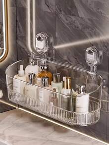 Bathroom Kitchen Suction Cup Shelf, Drill-Free Bathroom Vanity Organizer Rack, Plastic Storage Rack - Multicolor - View 15