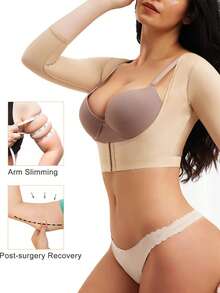 Kumayes Upper Arm Shaper Post Surgical Slimmer Compression Sleeves Posture Corrector Tops Shapewear For Women - Beige - View 3