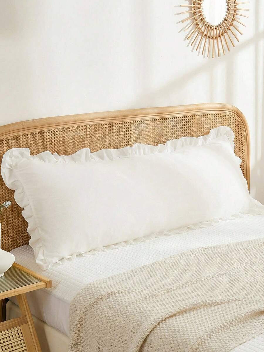 1pc Ruffle Decor Body Pillowcase Without Filler,White - White - View 1