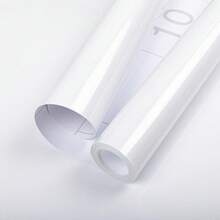 Papel tapiz autoadhesivo blanco brillante de 40 cm * 500 cm, papel adhesivo plástico, papel tapiz autoadhesivo extraíble, película de vinilo para cubrir encimeras, cocina, armarios, muebles - A - Ver 5