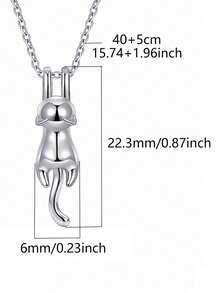 1件S925纯银3D猫咪项链，可爱抛光小猫吊坠锁骨链，送给爱猫人士的绝佳礼物，百搭日常佩戴项链，附赠礼盒 - 銀色 - 查看 3