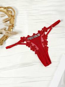 Quần bikini nữ ren chữ pha lê cá nhân hóa, kiểu dây T-back, thích hợp làm quà tặng cho người lớn hoặc vợ, quần bikini có thể tùy chỉnh tên, quà sinh nhật hoặc kỷ niệm. - Đỏ - Xem 13