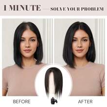 Hair Toppers For Women With Thinning Hair Upgrade Middle Part Clip In Bangs 12 Inch Straight Topper Synthetic Wig Clip In Light Hair Piece Perfect Solution For Stylish Upgrade - Multicolor - View 3