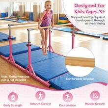 Double Horizontal Bars W/13-Level 33''-57'' Adjustable Heights & Adjustable Width - Pink - View 7