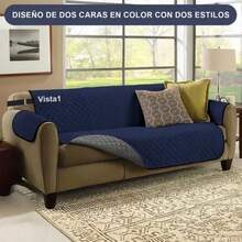 Juego de Fundas para Sofá Capitonado 3 Piezas – Protector Lavable Impermeable Antimanchas y Antidesgarros, Tejido Súper Suave con Correas Ajustables, Perfecto para Proteger Muebles en Sala, Departamento o AirBnB - Gris oscuro + Gris azulado - Ver 2